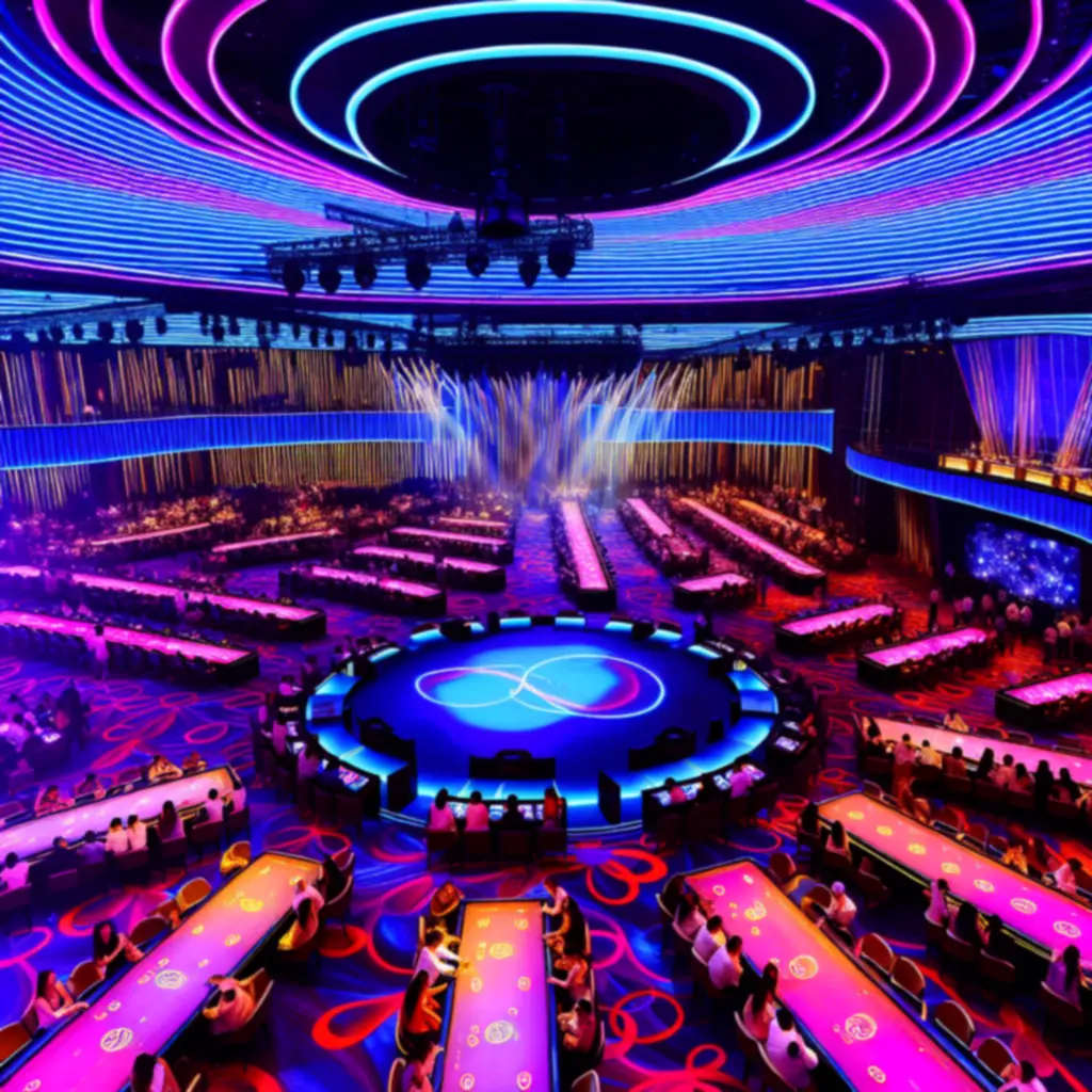 Toernooiarena met neonverlichting in de avond